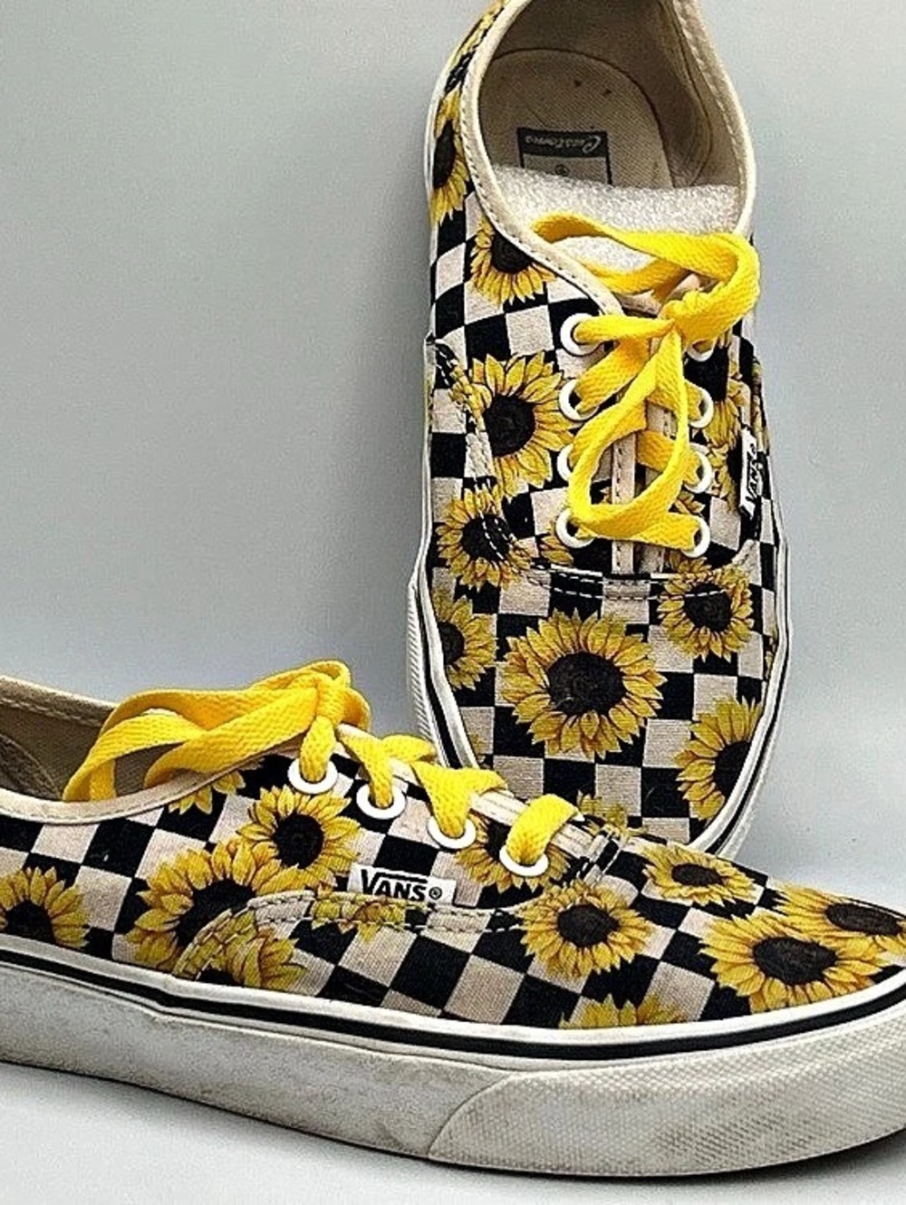 Vans Authentic Sunflower Checkerboard Sneakers Yellow & Black US 7.5